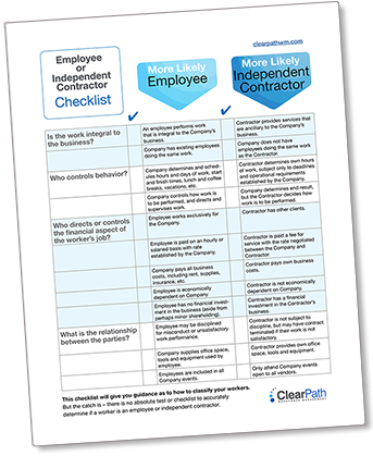 Employee or Independent Contractor Checklist