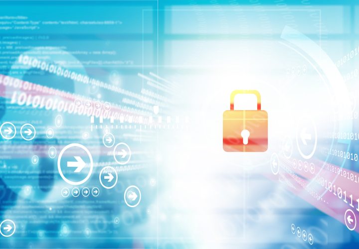 Cyber security concept, circuit board with Closed Padlock